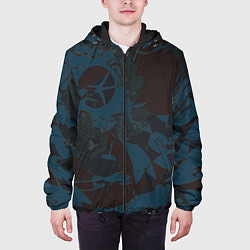Куртка с капюшоном мужская Абстрактный камуфляж, цвет: 3D-черный — фото 2