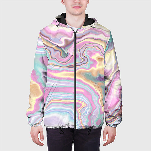 Мужская куртка Мрамор узор разноцветный / 3D-Черный – фото 3
