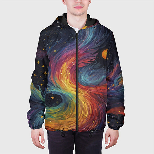 Мужская куртка Звездный вихрь абстрактная живопись / 3D-Черный – фото 3