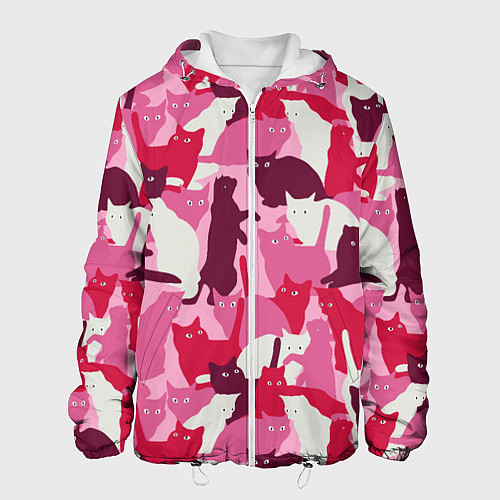 Мужская куртка Розовый кошачий камуфляж / 3D-Белый – фото 1