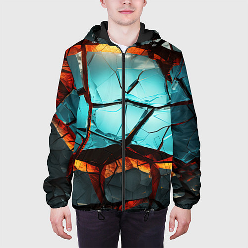 Мужская куртка Абстрактные камни разломленные / 3D-Черный – фото 3