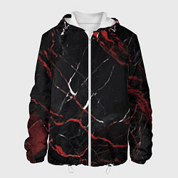 Куртка с капюшоном мужская Черно-красный мрамор, цвет: 3D-белый
