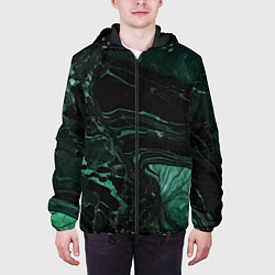 Куртка с капюшоном мужская Черно-зеленый мрамор, цвет: 3D-черный — фото 2