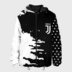Куртка с капюшоном мужская Ювентус спорт краски текстура, цвет: 3D-черный