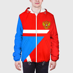Куртка с капюшоном мужская Герб России звезда спорт, цвет: 3D-белый — фото 2