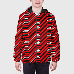 Куртка с капюшоном мужская Киберпанк узор красный и чёрный, цвет: 3D-черный — фото 2