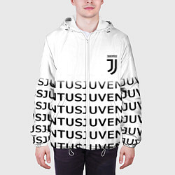 Куртка с капюшоном мужская Ювентус лого паттерн спорт, цвет: 3D-белый — фото 2