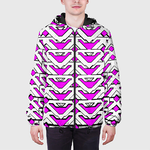 Мужская куртка Бело-розовый узор / 3D-Черный – фото 3