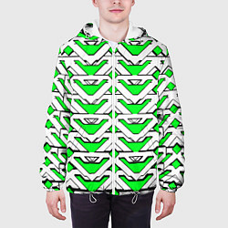 Куртка с капюшоном мужская Бело-зелёный узор, цвет: 3D-белый — фото 2