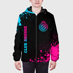 Куртка с капюшоном мужская Club Brugge - neon gradient вертикально, цвет: 3D-черный — фото 2
