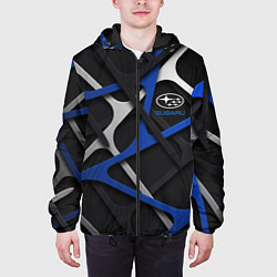 Куртка с капюшоном мужская Subaru - 3D texture, цвет: 3D-черный — фото 2