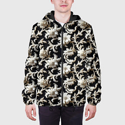 Куртка с капюшоном мужская Узор в стиле барокко, цвет: 3D-черный — фото 2