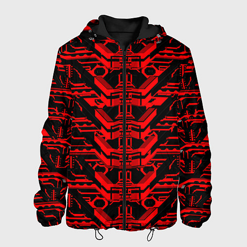 Мужская куртка Красная техно-броня на чёрном фоне / 3D-Черный – фото 1