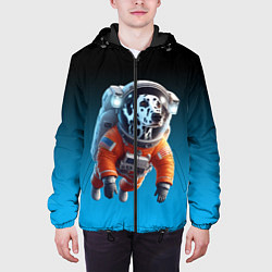 Куртка с капюшоном мужская Далматинец космонавт в открытом космосе, цвет: 3D-черный — фото 2