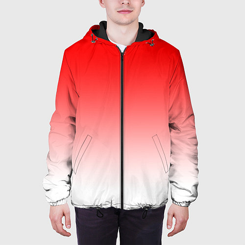 Мужская куртка Красно белый градиент / 3D-Черный – фото 3