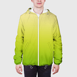 Куртка с капюшоном мужская Градиент лимонный жёлто-салатовый, цвет: 3D-белый — фото 2