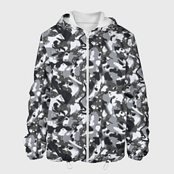 Куртка с капюшоном мужская Пиксельный камуфляж серого цвета, цвет: 3D-белый