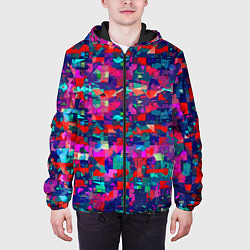 Куртка с капюшоном мужская Разноцветные осколки стекла, цвет: 3D-черный — фото 2