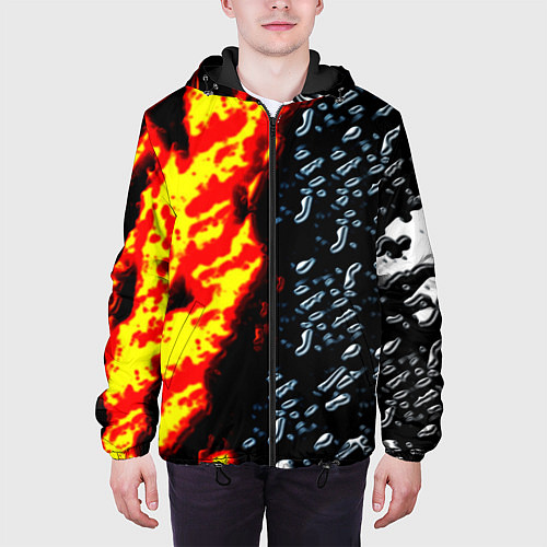 Мужская куртка Текстура огня и воды / 3D-Черный – фото 3