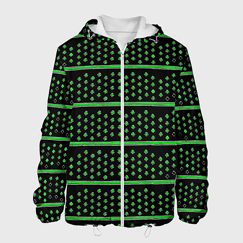 Мужская куртка Зелёные круги и полосы / 3D-Белый – фото 1