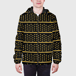 Куртка с капюшоном мужская Жёлтые круги и полосы, цвет: 3D-черный — фото 2