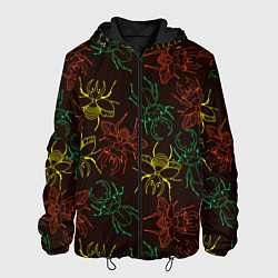 Куртка с капюшоном мужская Разноцветные жуки носороги, цвет: 3D-черный