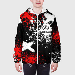 Куртка с капюшоном мужская Лексус на фоне граффити и брызг красок, цвет: 3D-белый — фото 2