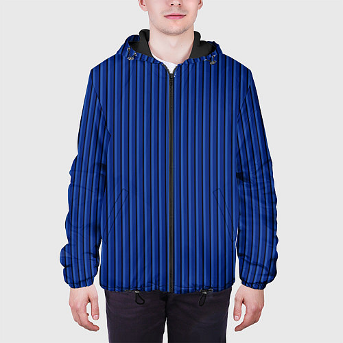 Мужская куртка Синий в вертикальную полоску / 3D-Черный – фото 3