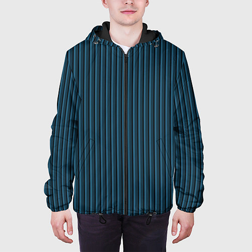Мужская куртка Тёмно-бирюзовый в полоску / 3D-Черный – фото 3