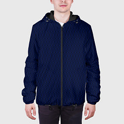 Куртка с капюшоном мужская Тёмно-синий волнистые линии, цвет: 3D-черный — фото 2