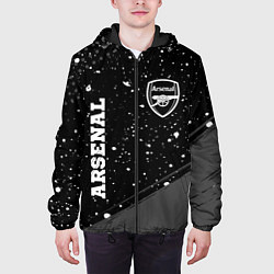 Куртка с капюшоном мужская Arsenal sport на темном фоне вертикально, цвет: 3D-черный — фото 2