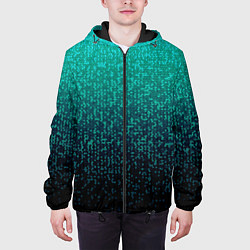 Куртка с капюшоном мужская Градиент мелкая мозаика аквамарин, цвет: 3D-черный — фото 2