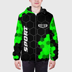 Куртка с капюшоном мужская Geely green sport hexagon, цвет: 3D-черный — фото 2