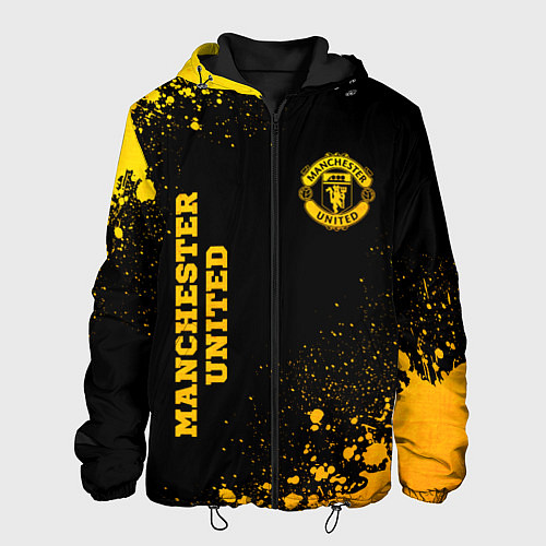 Мужская куртка Manchester United - gold gradient вертикально / 3D-Черный – фото 1