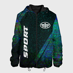 Куртка с капюшоном мужская FAW sport glitch blue, цвет: 3D-черный