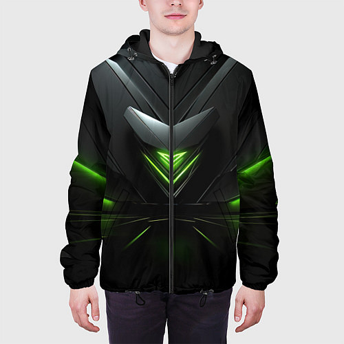 Мужская куртка Яркая зеленая абстрактная конструкция в стиле nvid / 3D-Черный – фото 3