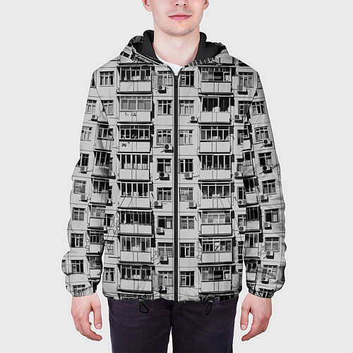 Мужская куртка Панелька в черно-белых тонах / 3D-Черный – фото 3