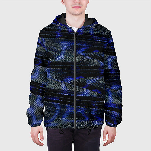 Мужская куртка Темно синие карбоновые волны / 3D-Черный – фото 3