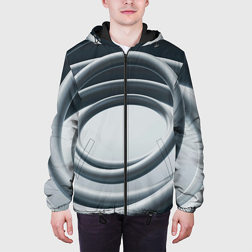 Мужская куртка Серые кольца / 3D-Черный – фото 3
