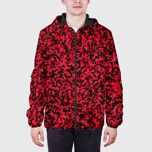 Мужская куртка Тёмно-красный паттерн пятнистый / 3D-Черный – фото 3