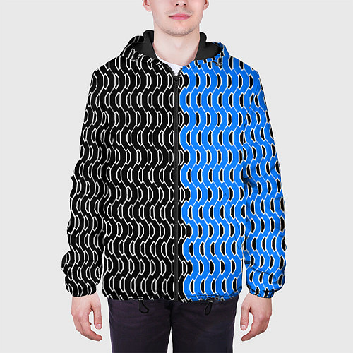 Мужская куртка Чёрно-синий паттерн с белой обводкой / 3D-Черный – фото 3