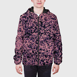 Куртка с капюшоном мужская Абстрактный брызги сине-розовый, цвет: 3D-черный — фото 2