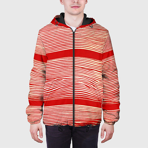 Мужская куртка В красную полосочку / 3D-Черный – фото 3