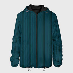 Куртка с капюшоном мужская Тёмный бирюзовый в полоску, цвет: 3D-черный