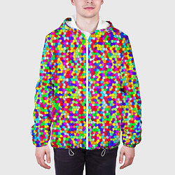 Куртка с капюшоном мужская Разноцветная мелкая мозаика, цвет: 3D-белый — фото 2