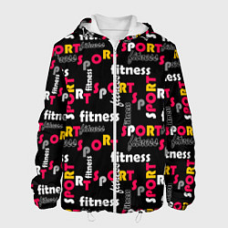 Куртка с капюшоном мужская Спортивный узор желтый красный черный, цвет: 3D-белый