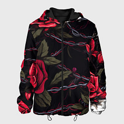 Мужская куртка Череп и красные розы