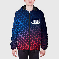 Куртка с капюшоном мужская PUBG неоновые соты, цвет: 3D-черный — фото 2