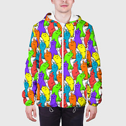Куртка с капюшоном мужская Весёлые цветные презервативы, цвет: 3D-белый — фото 2