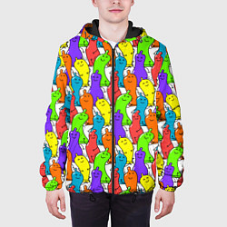 Куртка с капюшоном мужская Весёлые цветные презервативы, цвет: 3D-черный — фото 2